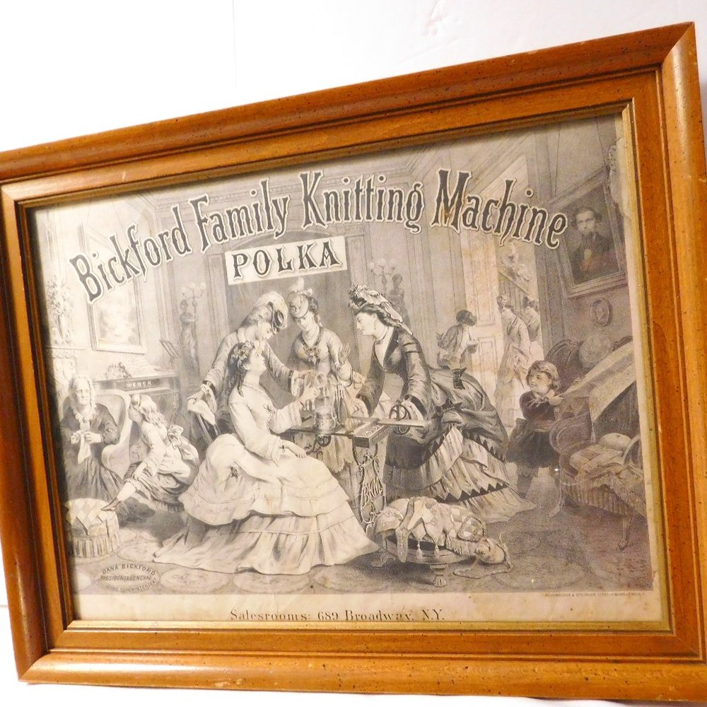 Bickford Family Knitting Machine Polka Schumacher & Ettlinger Litho Framed Print